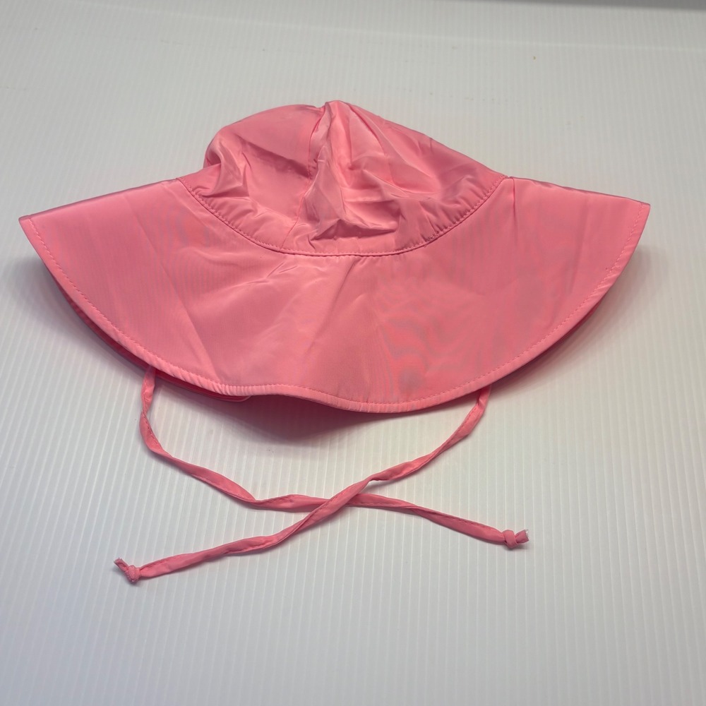RuffleButts Sun Hat Toddler 12-24m Pink Wide Brim Adjustable Chin Tie Beach